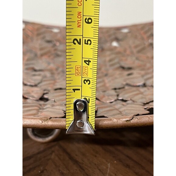 Solid Steel Embossed FALL LEAVES Square TRAY Rose Gold & Copper Boho Country - Picture 10 of 11